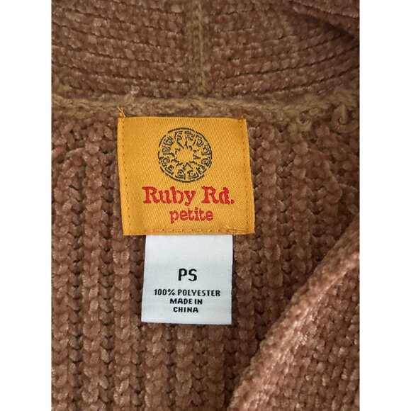 Ruby Rd. Petite Women's Tan Open Front Soft And Cozy Cardigan Sweater PS - Picture 4 of 7